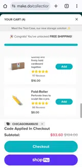 Makedo coupon verification screenshot