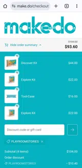 Makedo coupon verification screenshot