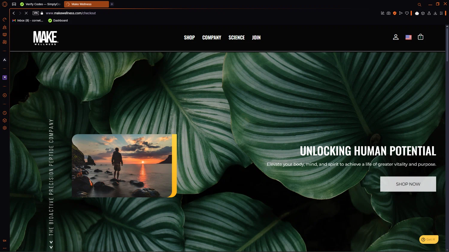 MAKE Wellness checkout page showing MAKE Wellness promo code box | Screenshot taken by SimplyCodes community member on Mar 12, 2025