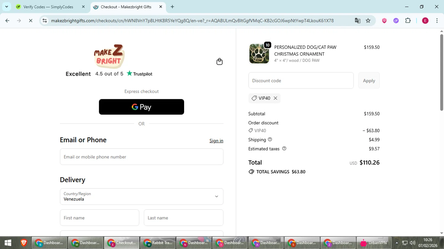MakezBright checkout page showing MakezBright discount code box | Screenshot taken by SimplyCodes community member on Feb 7, 2026