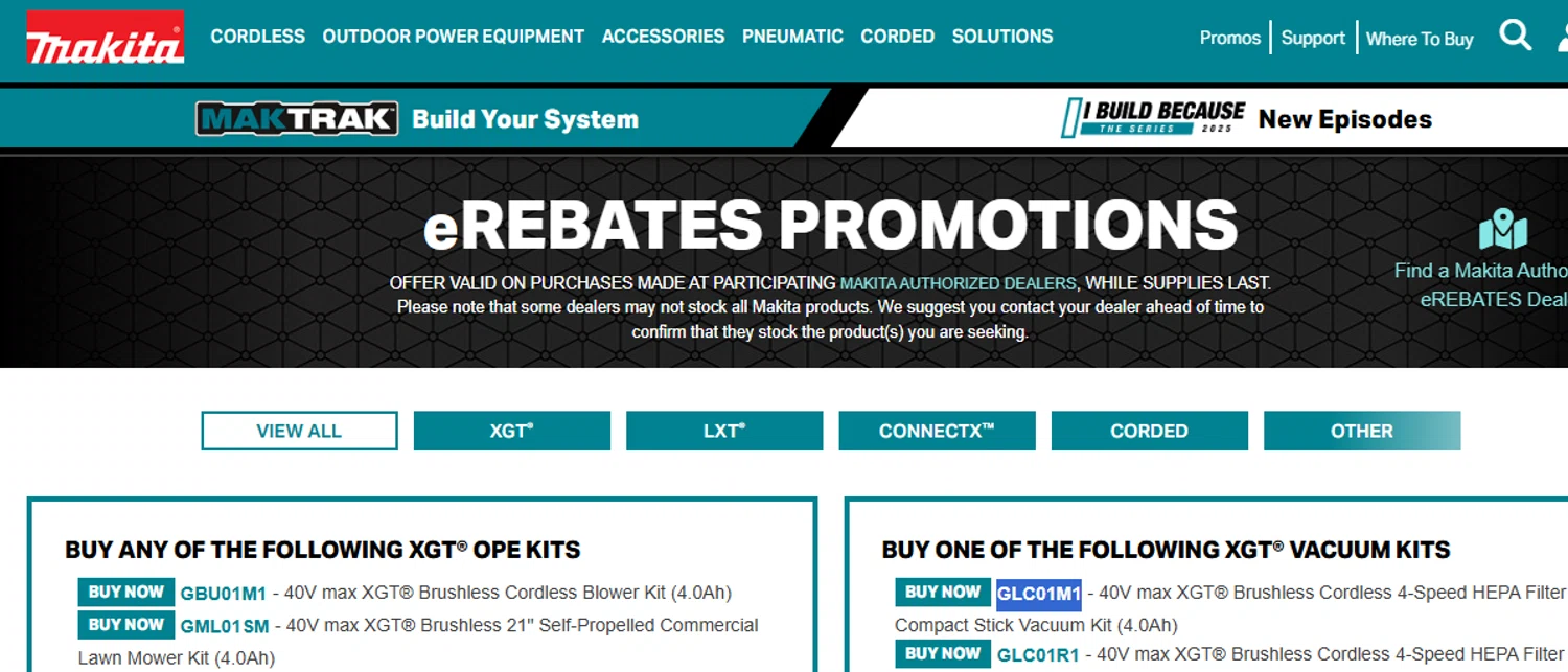 Makita promo code screenshot showing code GLC01M1 applied at Makita checkout page. Uploaded by SimplyCodes community member Dejadepicharme on Nov 8, 2025