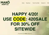 Mako Hemp Co. coupon verification screenshot