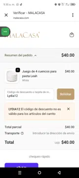 Lydia12 coupon verification screenshot