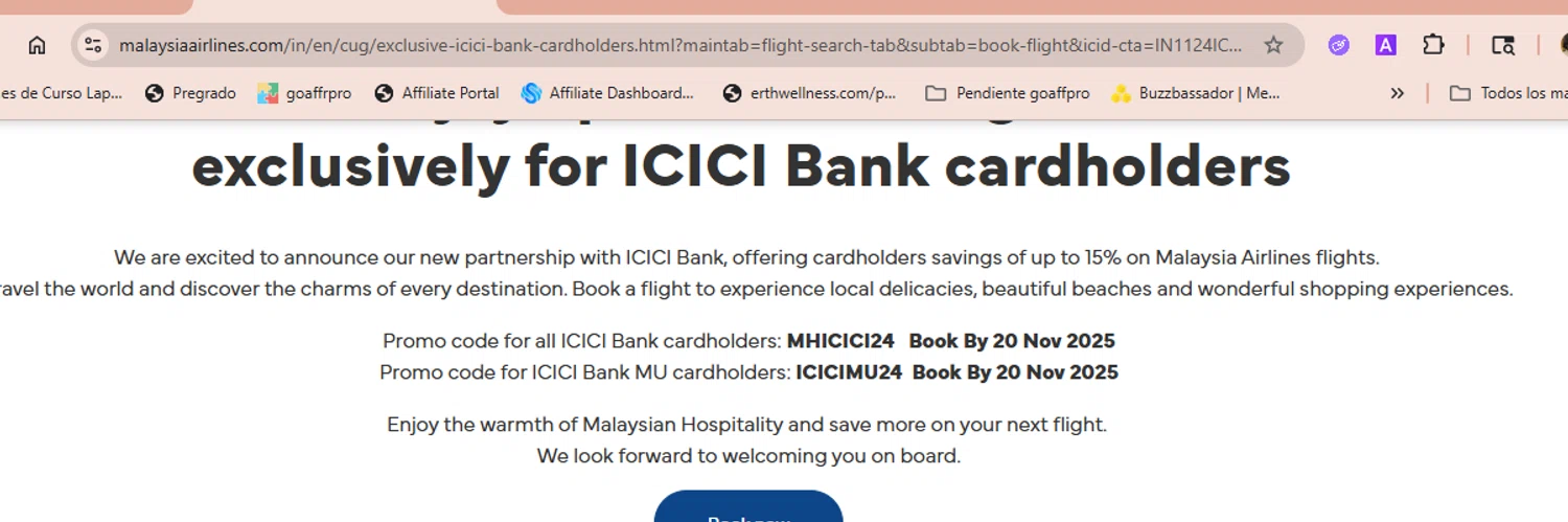Malaysia Airlines promo code screenshot showing code MHICICI24 applied at Malaysia Airlines checkout page. Uploaded by SimplyCodes community member luisaballera on Oct 27, 2025