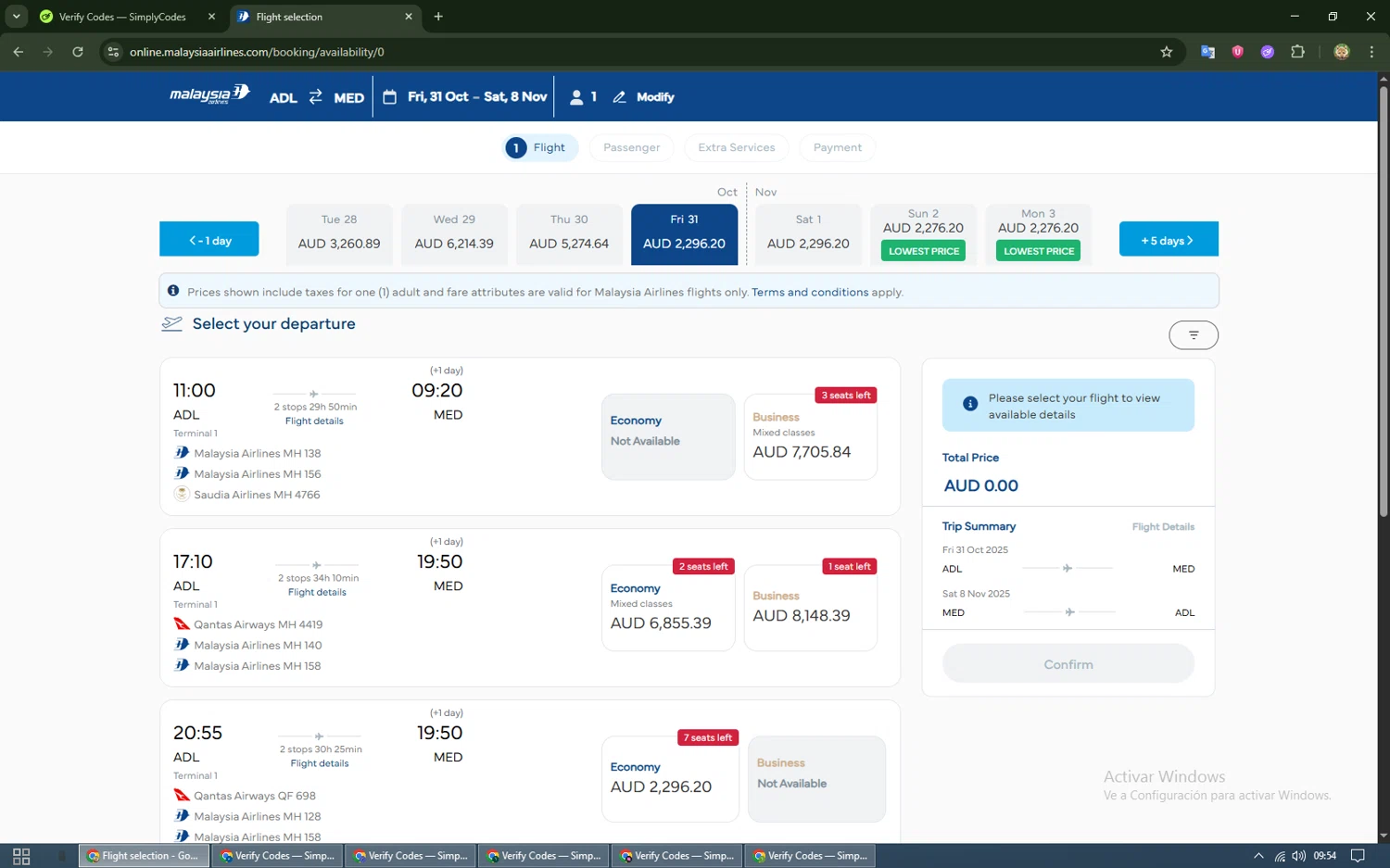 Malaysia Airlines promo code screenshot showing code ICICIMU24 applied at Malaysia Airlines checkout page. Uploaded by SimplyCodes community member FINN_SHELBY on Oct 27, 2025