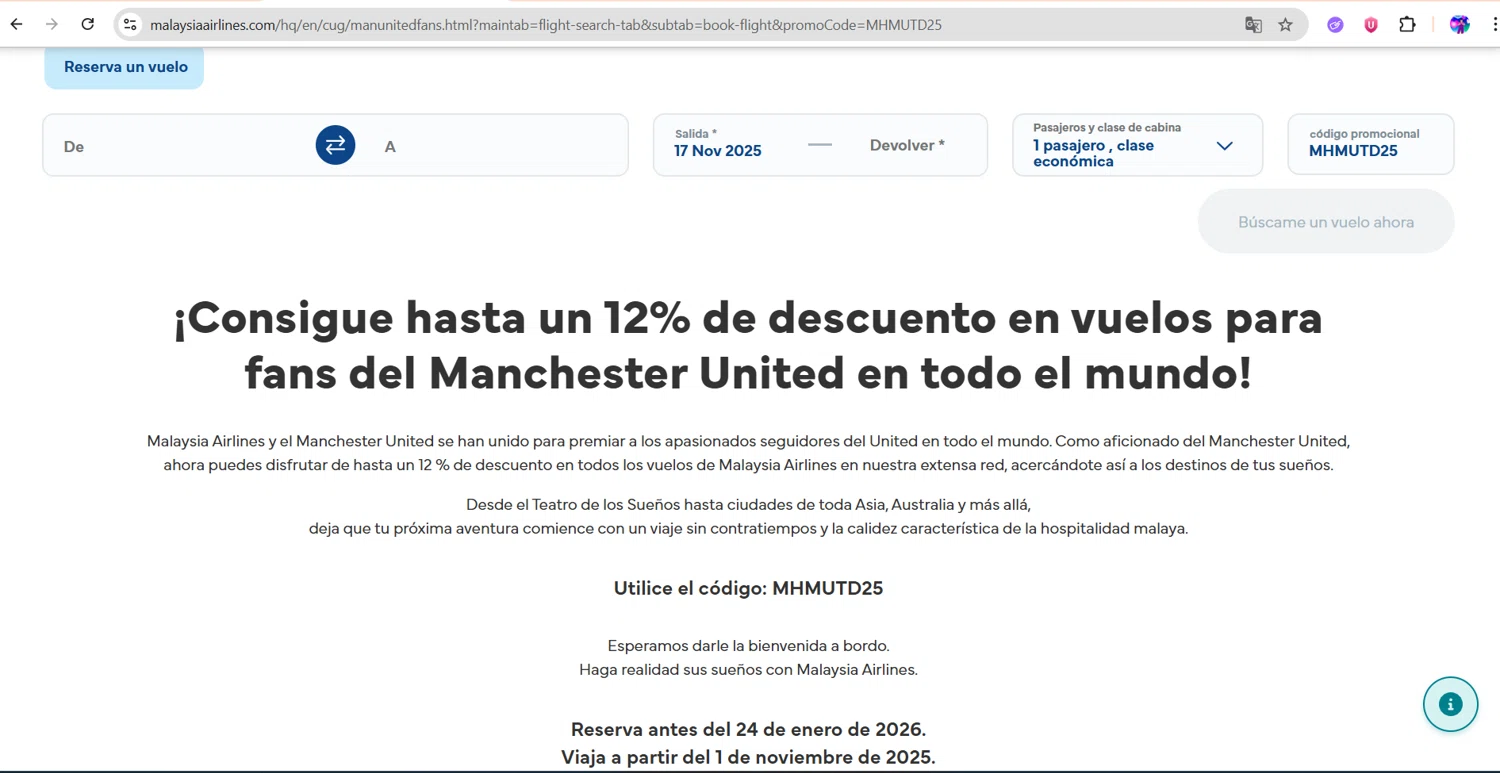 Malaysia Airlines promo code screenshot showing code MHMUTD25 applied at Malaysia Airlines checkout page. Uploaded by SimplyCodes community member ingric on Nov 17, 2025