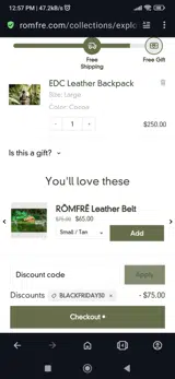 Freeshipping coupon verification screenshot