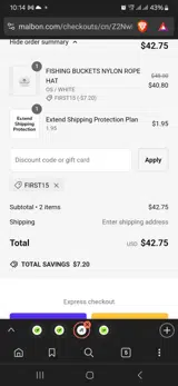 First15 coupon verification screenshot