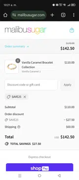SAVE25 coupon verification screenshot