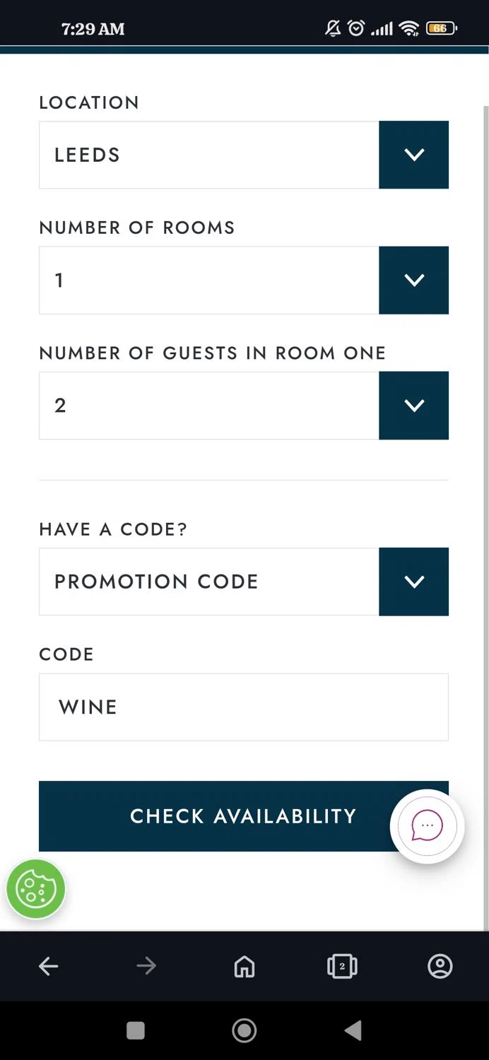 Malmaison checkout page showing Malmaison discount code box | Screenshot taken by SimplyCodes community member on Oct 13, 2023