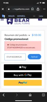 STUFF4DORMS20 coupon verification screenshot
