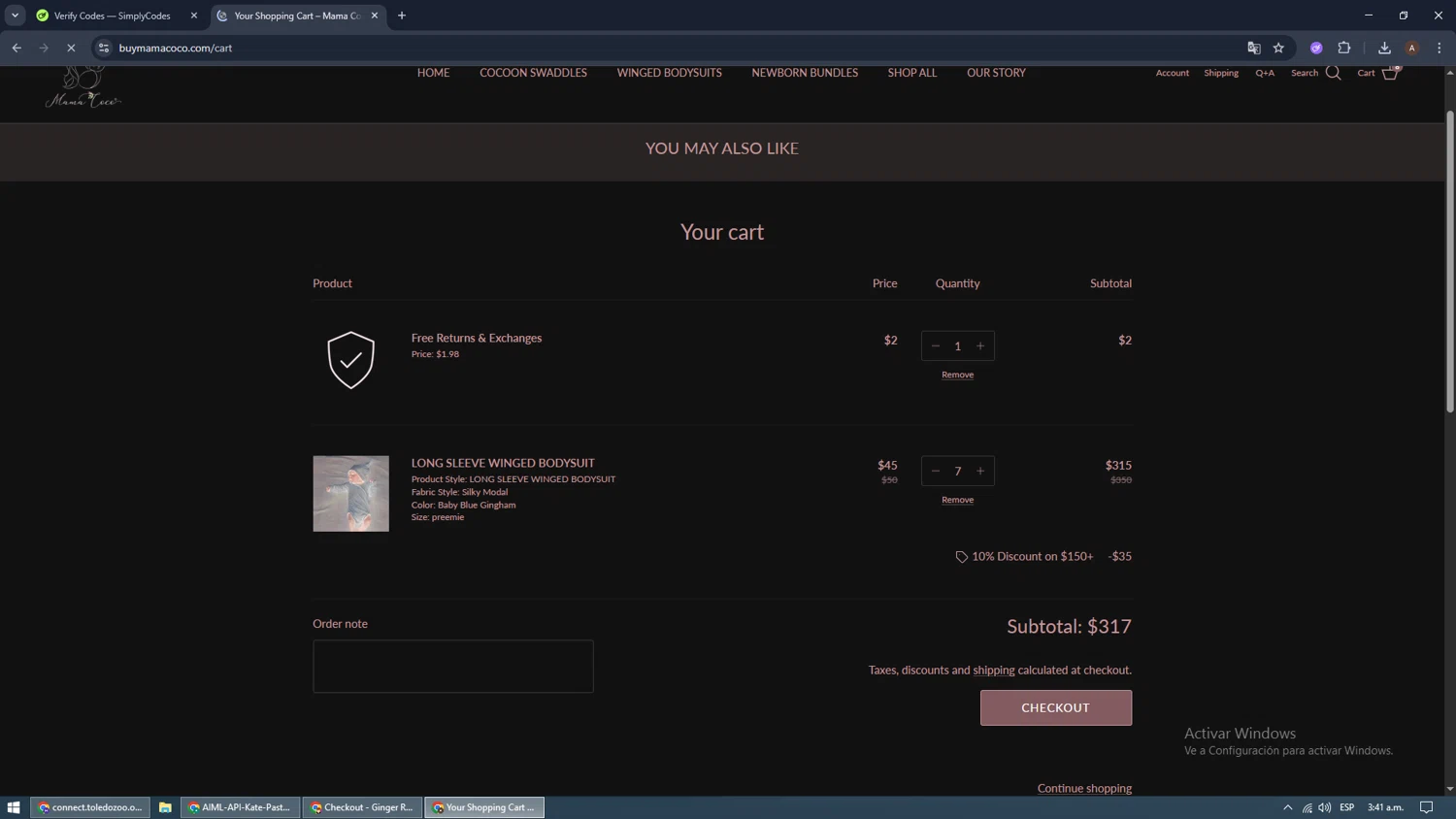 Mama Coco discount code screenshot showing code 10OFFWWSHIP applied at Mama Coco checkout page. Uploaded by SimplyCodes community member hollyywood on Dec 22, 2025