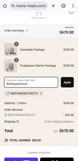 Birthinginstincts coupon verification screenshot