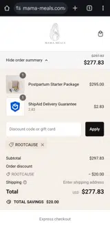 Rootcause coupon verification screenshot