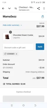 Mama Sezz coupon verification screenshot
