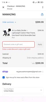 MAMAZING coupon verification screenshot