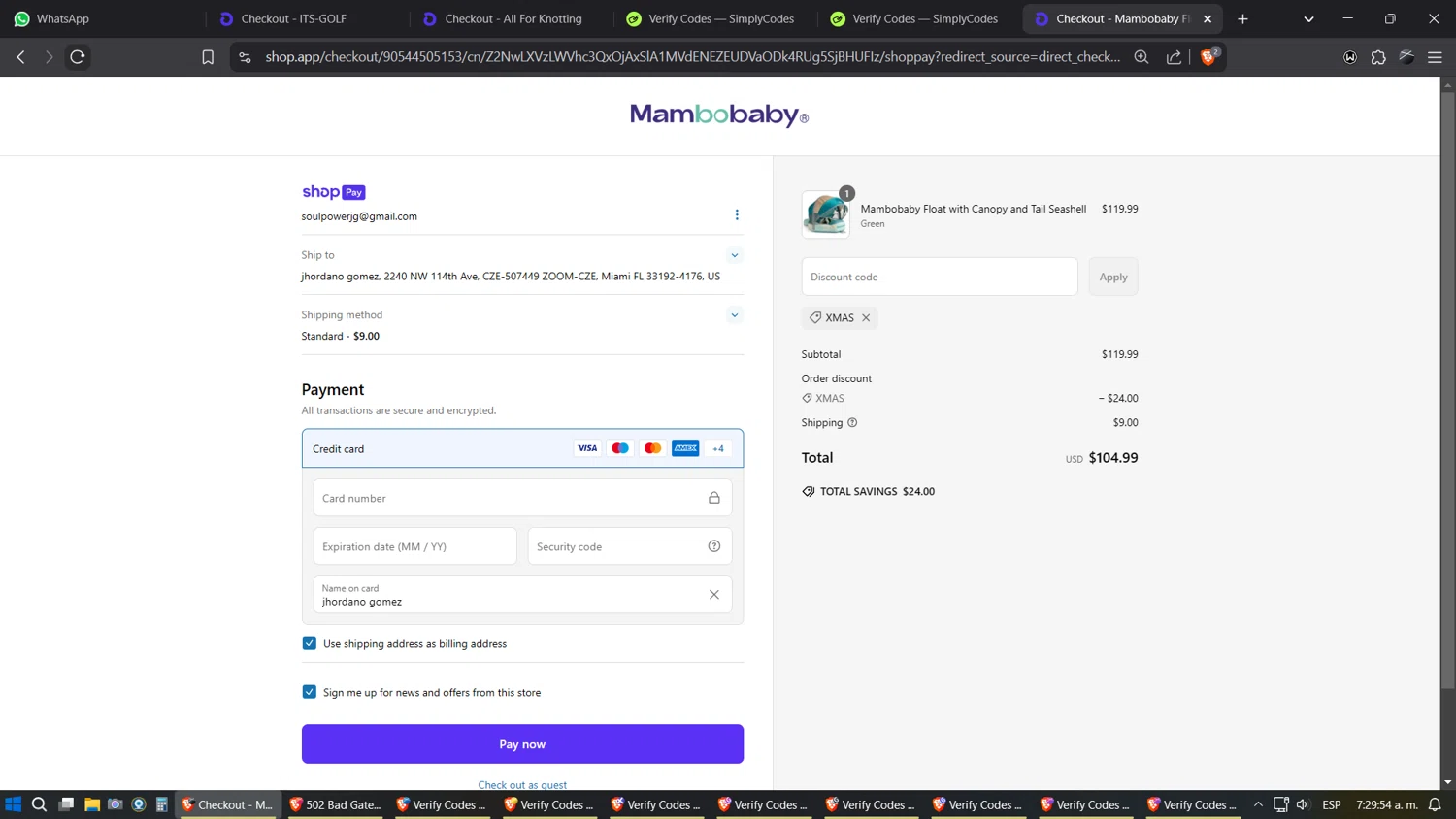 Mambobaby discount code screenshot showing code xmas applied at Mambobaby checkout page. Uploaded by SimplyCodes community member SimplyGOAT on Mar 12, 2025