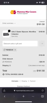 Renee45 coupon verification screenshot
