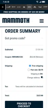 rrfamily20 coupon verification screenshot