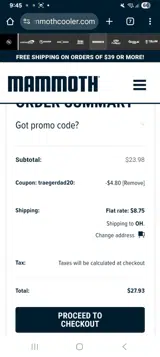 Traegerdad20 coupon verification screenshot