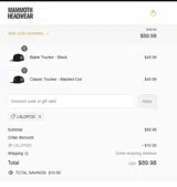 Mammoth Headwear coupon verification screenshot