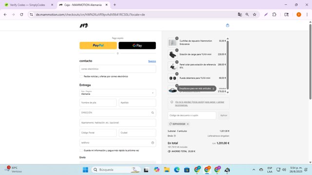 Mammotion checkout page showing Mammotion discount code box | Screenshot taken by SimplyCodes community member on Aug 28, 2025