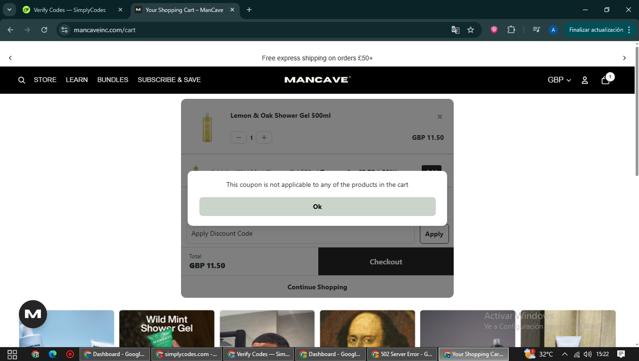 ManCave checkout page showing ManCave discount code box | Screenshot taken by SimplyCodes community member on Sep 13, 2025