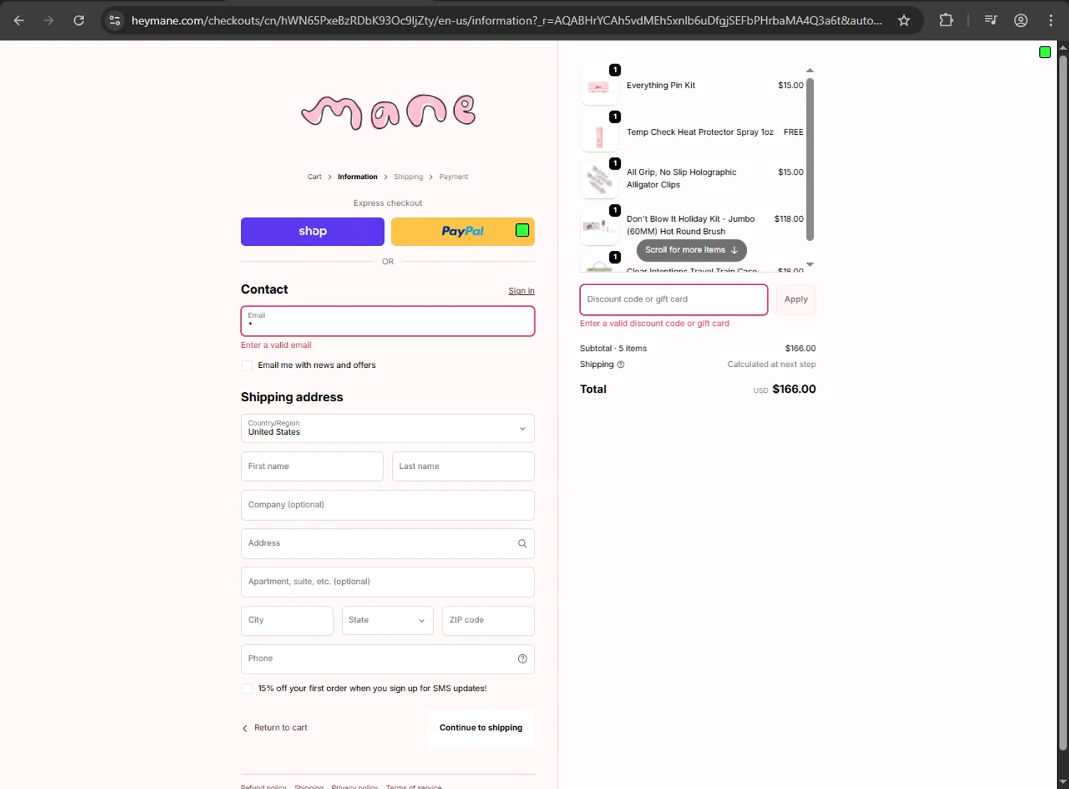 Mane Addicts promo code screenshot showing code PINKFRIDAY applied at Mane Addicts checkout page. Uploaded by SimplyCodes community member artritis on Dec 5, 2025