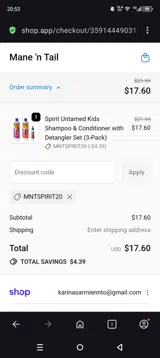 MNTSPIRIT20 coupon verification screenshot