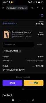 REACTIVATE50 coupon verification screenshot
