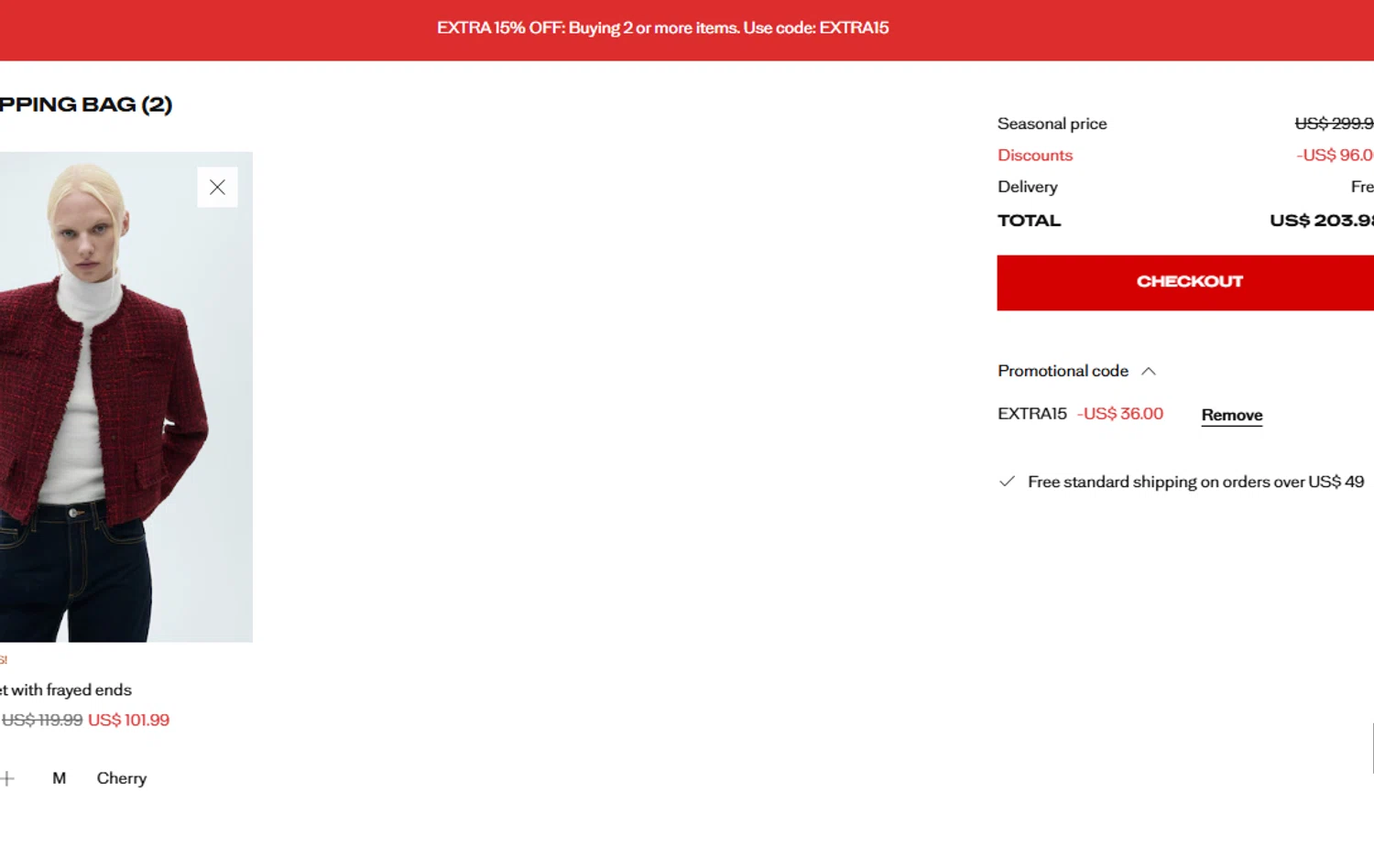 Mango Outlet checkout page showing Mango Outlet promo code box | Screenshot taken by SimplyCodes community member on Dec 23, 2025