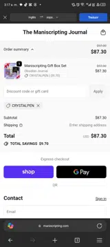 CRYSTALPEN coupon verification screenshot