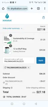 PALOMAGARCIALEE25 coupon verification screenshot
