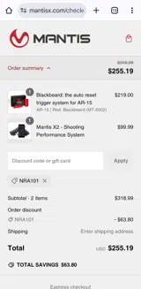 NRA101 coupon verification screenshot