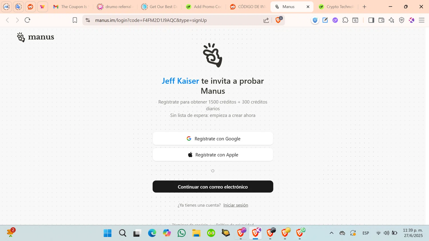 Manus.im promo code screenshot showing code F4FM2D1J9AQC applied at Manus.im checkout page. Uploaded by SimplyCodes community member cosita on Jun 28, 2025
