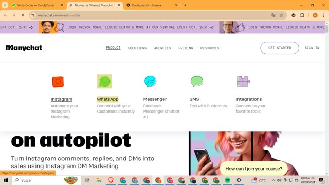 ManyChat checkout page showing ManyChat promo code box | Screenshot taken by SimplyCodes community member on Sep 20, 2024