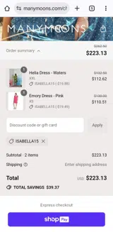 Manymoons coupon verification screenshot