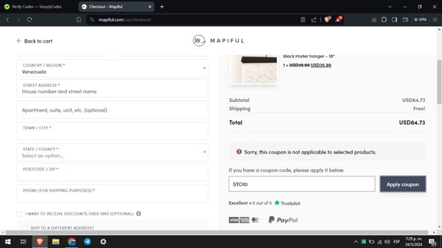 MAPIFUL checkout page showing MAPIFUL coupon code box | Screenshot taken by SimplyCodes community member on May 24, 2024