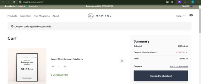MAPIFUL checkout page showing MAPIFUL coupon code box | Screenshot taken by SimplyCodes community member on Jul 13, 2024