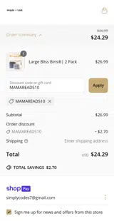 MAMAREADS10 coupon verification screenshot