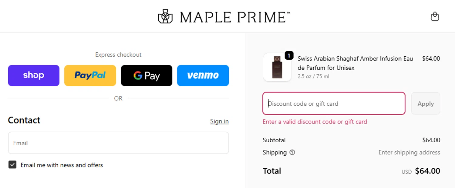 Maple Prime discount code screenshot showing code GENTS5 applied at Maple Prime checkout page. Uploaded by SimplyCodes community member leiraM on Nov 24, 2025