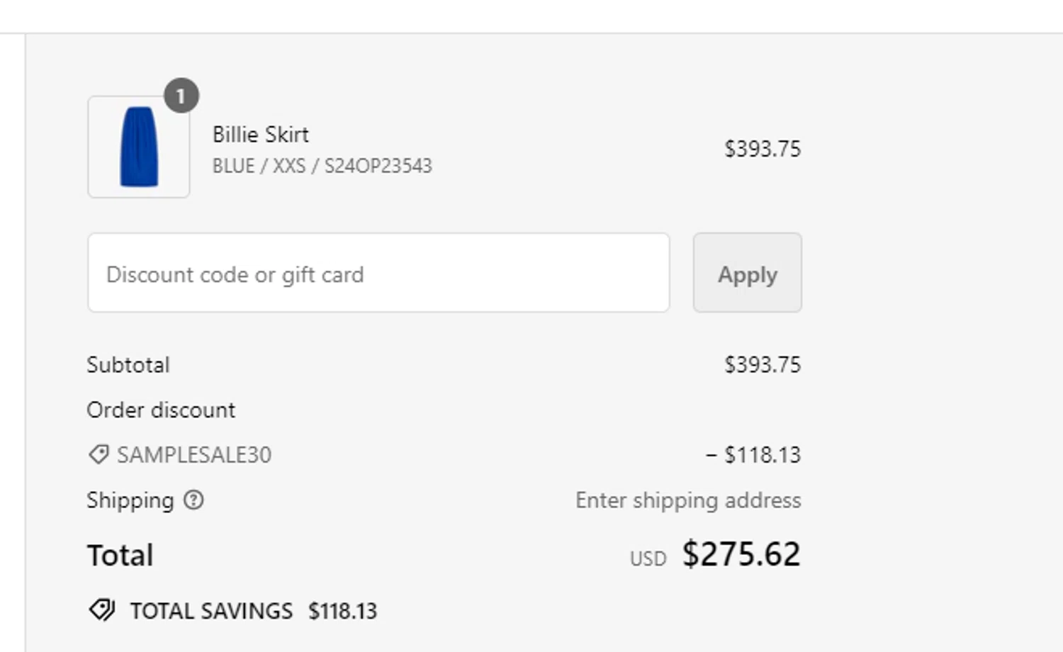 Mara Hoffman checkout page showing Mara Hoffman promo code box | Screenshot taken by SimplyCodes community member on Jul 18, 2024