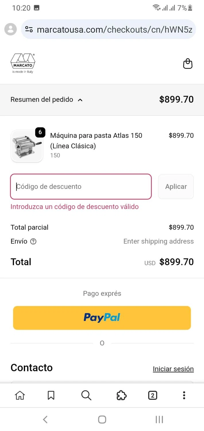 Marcato USA promo code screenshot showing code bfcm25 applied at Marcato USA checkout page. Uploaded by SimplyCodes community member Menotii23 on Dec 3, 2025