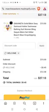 WELCOME coupon verification screenshot