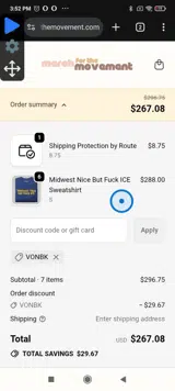 VONBK coupon verification screenshot