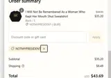 NOTMYPRESIDENT coupon verification screenshot