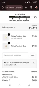 MCZCA10 coupon verification screenshot