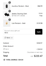 FB10 coupon verification screenshot