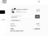 WELCOME10 coupon verification screenshot