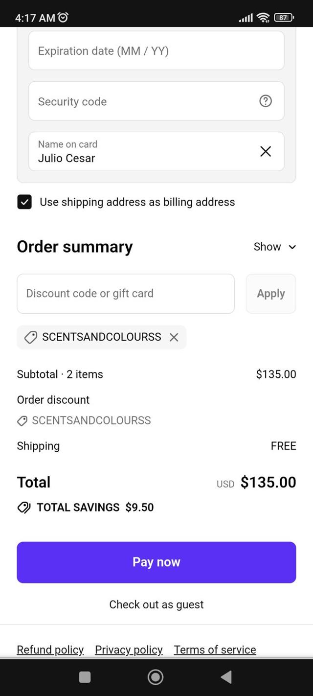 Margot Elena checkout page showing Margot Elena discount code box | Screenshot taken by SimplyCodes community member on Sep 11, 2025